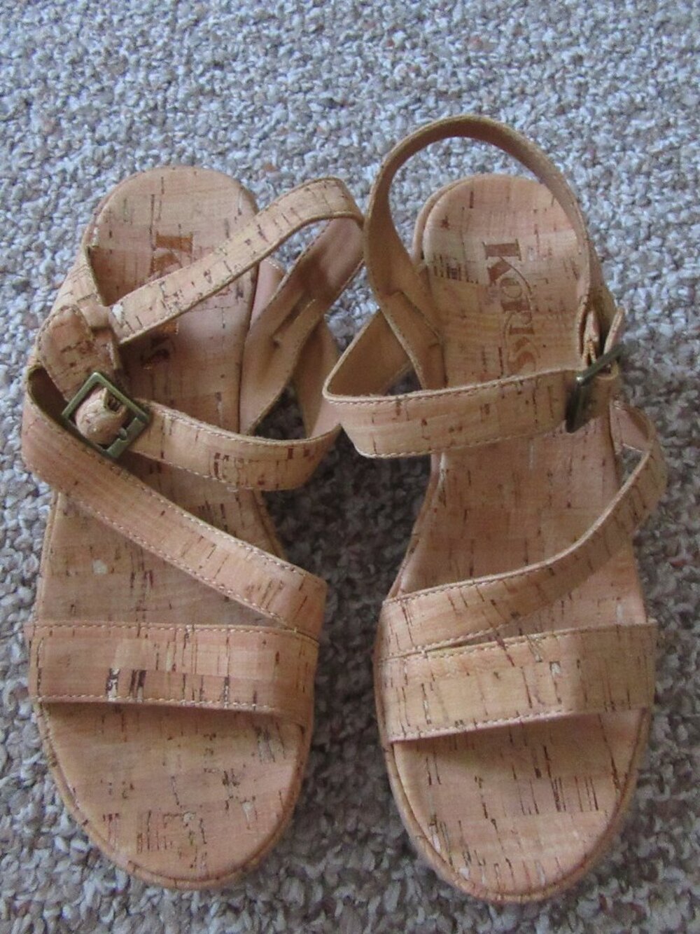 Korks Womens Size 6M Denica Natural Cork Wedge Sandals Shoes